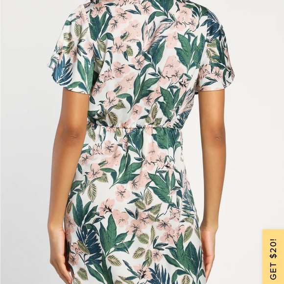 Lulus Lush Loving White Tropical Floral Flutter Sleeve Mini Dress - Picture 5 of 8